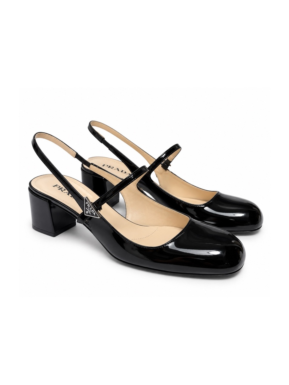 Prada DeColette Black Patent Leather Mary Jane Slingback Pumps Heels 38 8